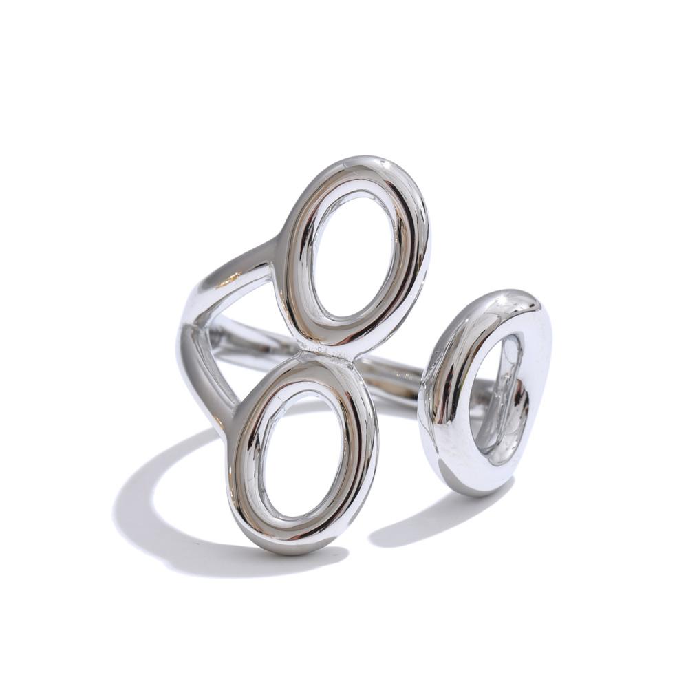 

Yhpup Personalized Stainless Steel Metal Hollow Geometric Adjustable Ring for Women Daily Wear Attractive Jewelry Gift resizable