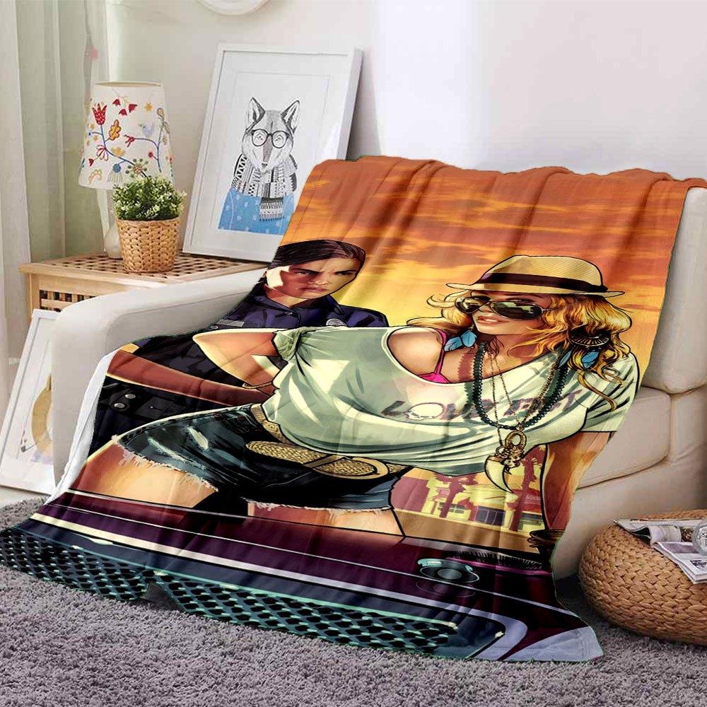 1 Stück Grand Theft Auto Weiche Flanelldecke mit Designer-Print Eine kuschelige Decke für alle Jahreszeiten, perfekt für das Sofa, Bett, Büro