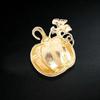 Sparkling Rhinestone Pumpkin Brooch, Enamel Coating Zinc Alloy Material for Halloween and Casual Decoration