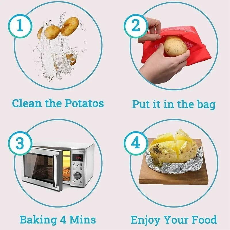 1-10pcs Microwave Potato Bag Reusable Roasted Potato Corn Pouch Microwave Baking Cotton Bag Portable Home Kitchen Cooker Gadgets