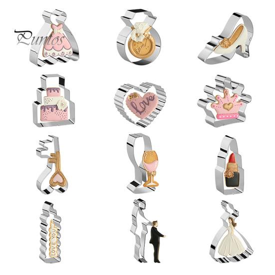 

12 шт. формочки для печенья различной формы, пищевая нержавеющая сталь, без деформации, полированная, термостойкая, для свадьбы, вечеринки, Нового года, дня рождения, печенья, DIY формы A