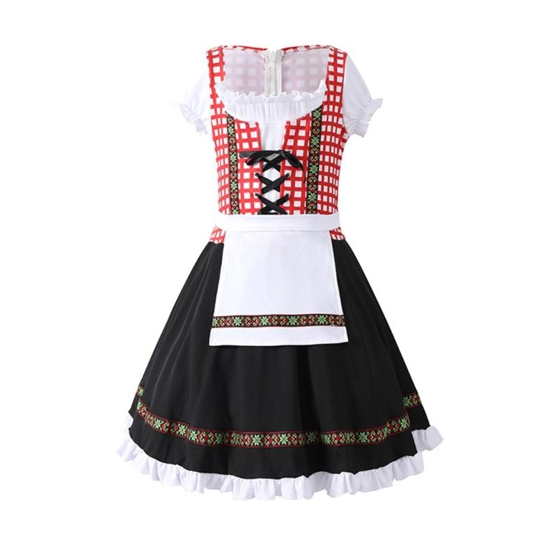 Kid Girl Oktoberfest Costume German Bavarian Beer Festival Outfits for Halloween Carnival Party Long Dirndl Dresses