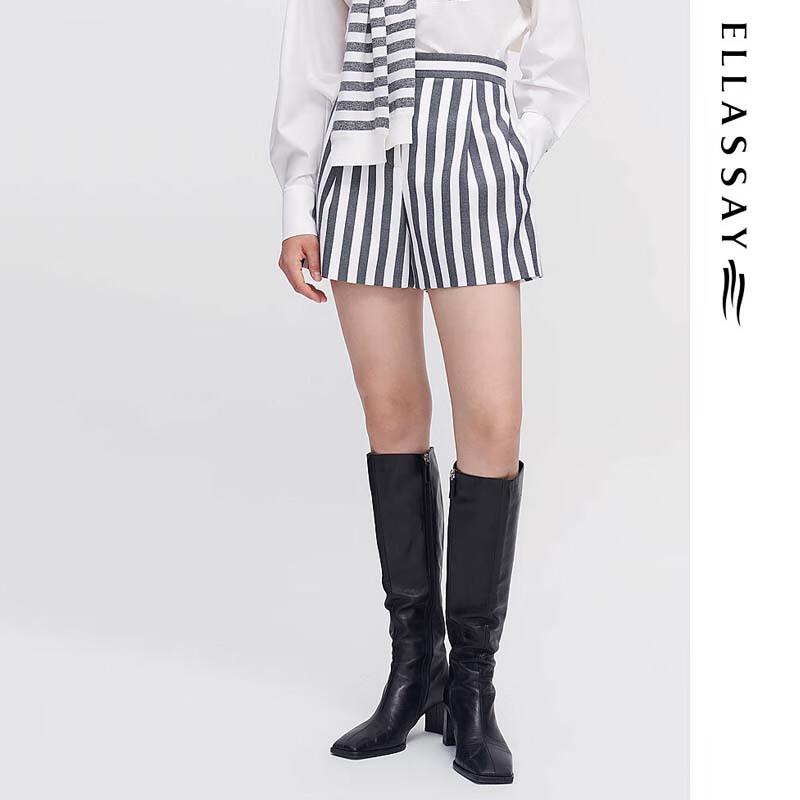 

ELLASSAY Women s Vertical Stripe High-Waist Trousers M