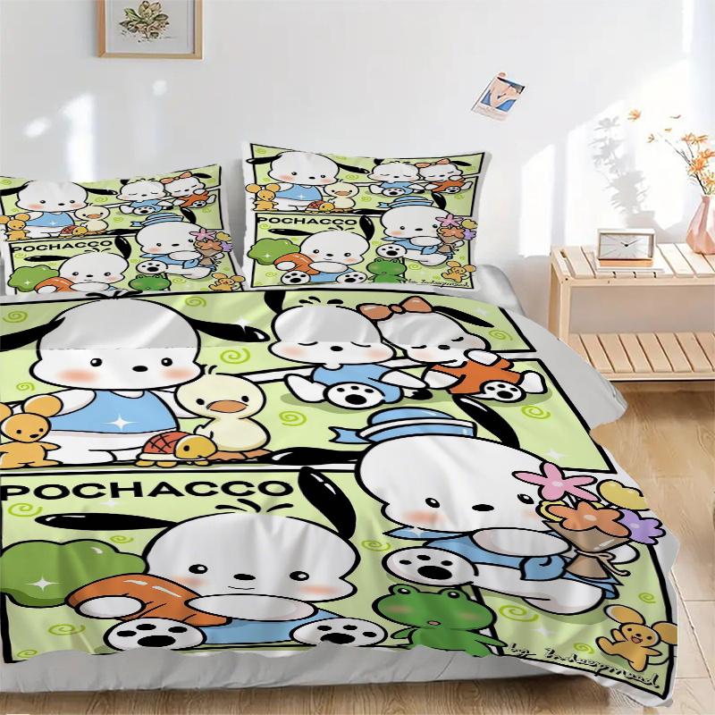 

3 шт. Комплект постельного белья Pochacco 1 Мягкий пододеяльник + 2 Наволочки, Машинная стирка, Подходит для всех сезонов, Идеальный подарок W079 135x200cm