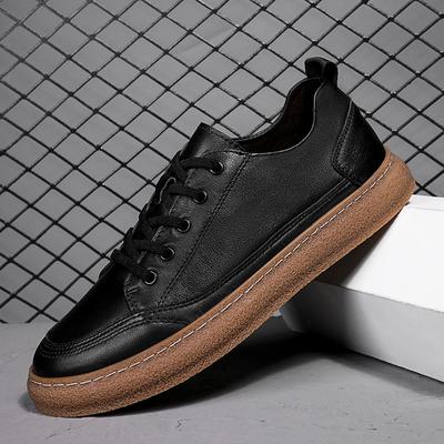 High Quality Men Breathable Comfort Flats Shoes Outdoor Casual Leather Sneakers Walking Shoes for Male Fashion Footwear