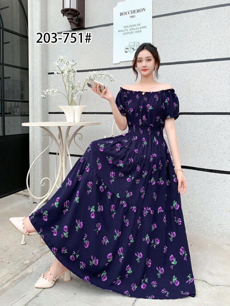2024 Women's Beach Dress Short Sleeve Floral Dress Cotton Travel Vacation Bohemian Skirt Summer Halter