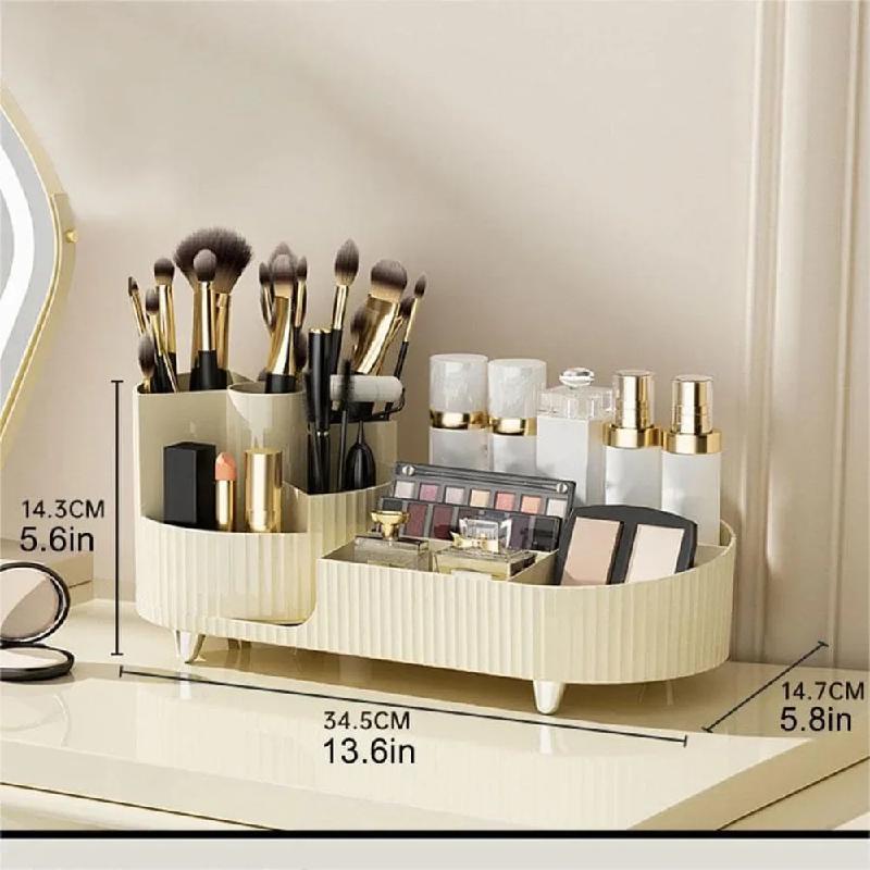 Support de Rangement Cosmétique avec Base Rotative et Compartiments Divisés pour Boîte de Rangement Cosmétique, pour Rouge à Lèvres, Boîte de Rangement pour Soins de la Peau