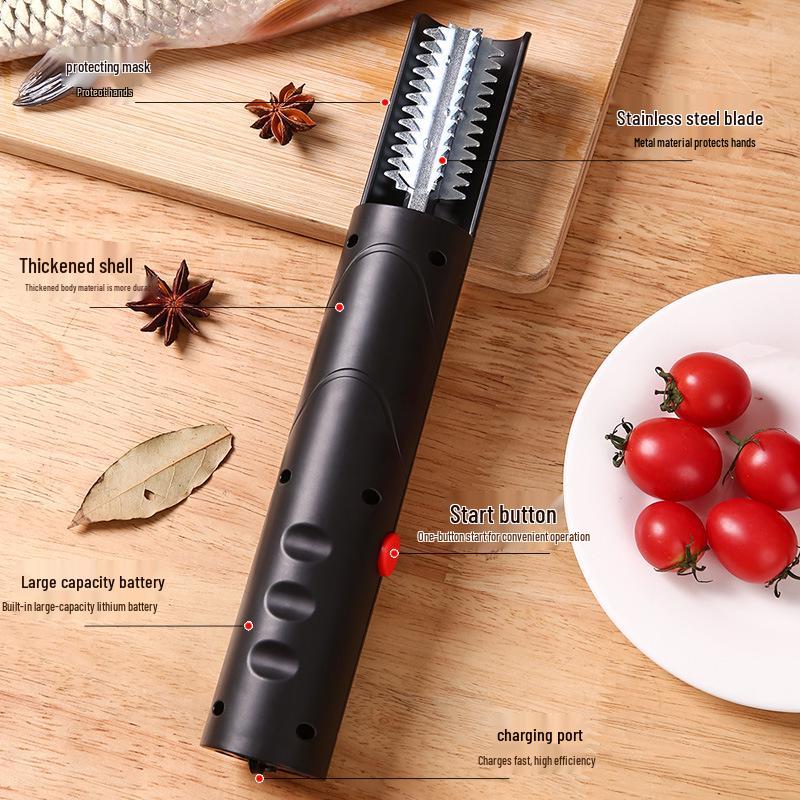Automatic Rechargeable Fish Scale Remover with Stainless Steel Blade and Ergonomic Handle