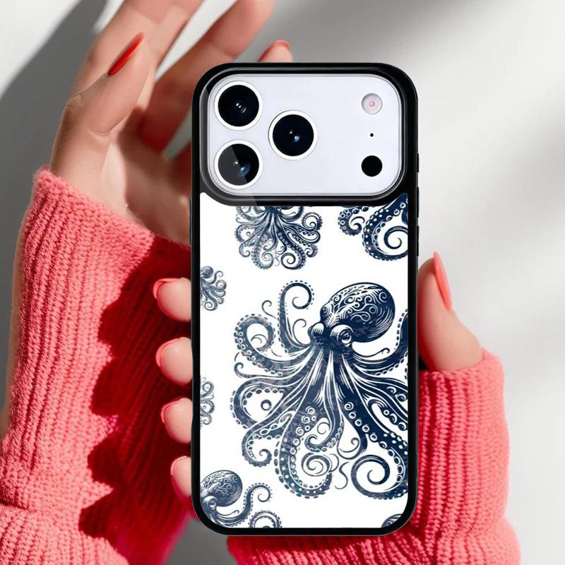 Marine Life Ocean Octopus Phone Case for iPhone 17 16 15 14 13 Pro Max Back Cover for 12 11 Pro Coque