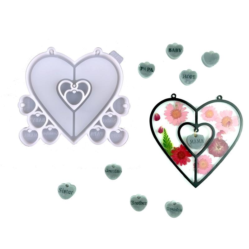 Wall Hanging Resin Moulds Heart-shaped Silicone Moulds Window Epoxy Resin Mould for DIY Craft Christmas Home Decoration