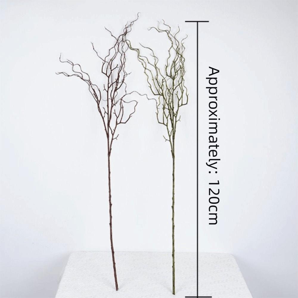 120cm Délka Umělá Vrbová Větev Realistický Design Měkká Textura Umělé Větvičky 4-Vidlicový Kadeřavý Tvar Simulace Větve Stromu