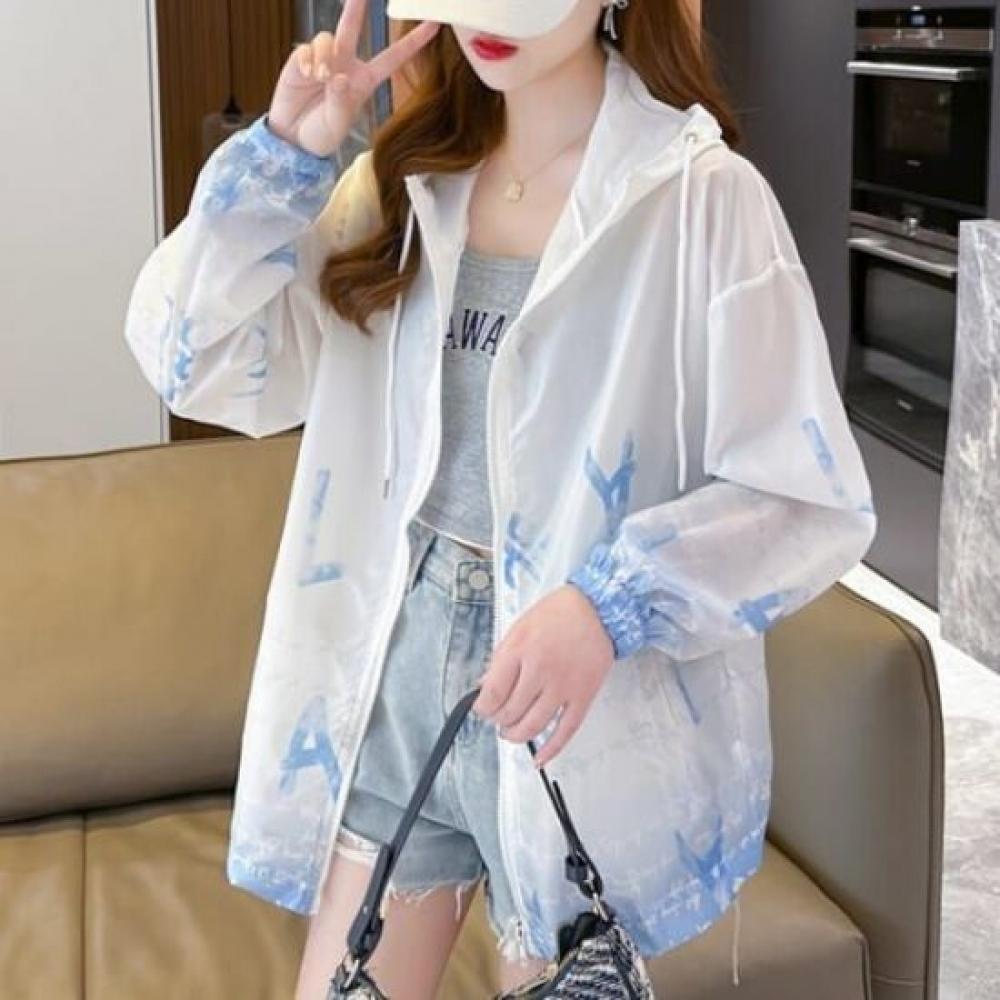 Navava Women Gradient Lettering Thin Long Sleeve Hoodie Jacket Nc378