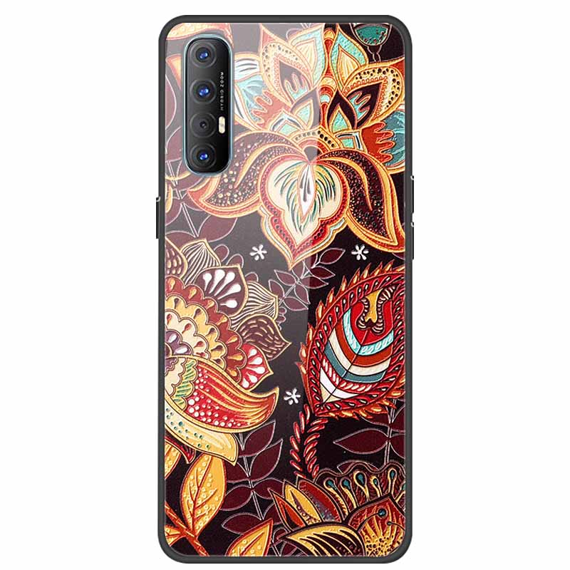 Tempered Glass Case For Oppo Reno 3 Pro 5G Case 6.5" Hard Phone Back Cover Soft Bumper For Oppo Reno3 Pro Case Funda Para PCRM00