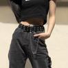 Personality Luxury Women Zinc Zinc Alloy Men Double Row Jeans Decorative Belt Chain Leather Belt Waist Belt