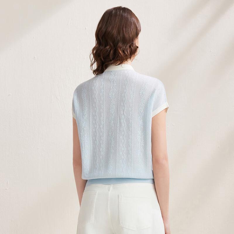 Zhao Jun Women's Lace Jacquard Knit Short Sleeve Top