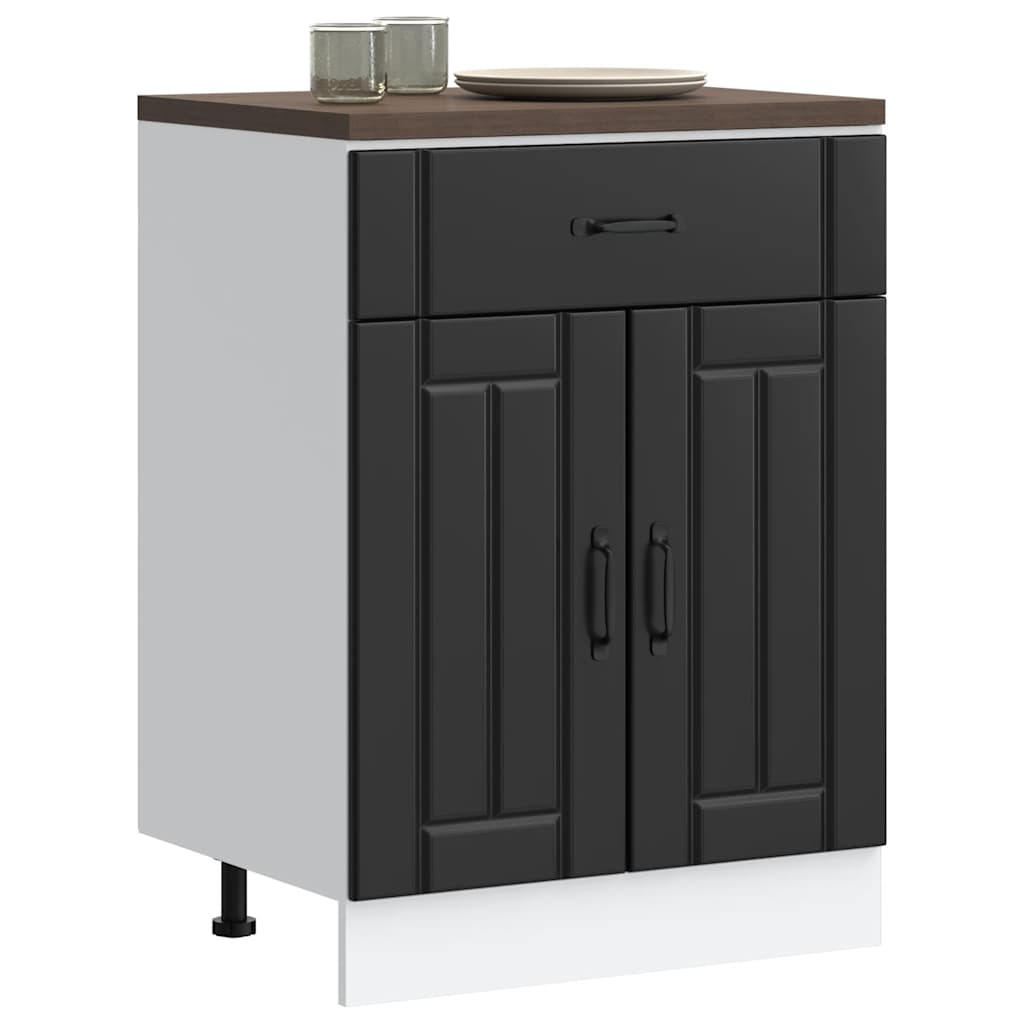 vidaXL Küchen-Unterschrank Lucca Schwarz Holzwerkstoff