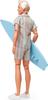 Barbie Movie Ken Doll Pastel Pink and Green Striped Beach Matching Set with Surfboard and White Sneakers