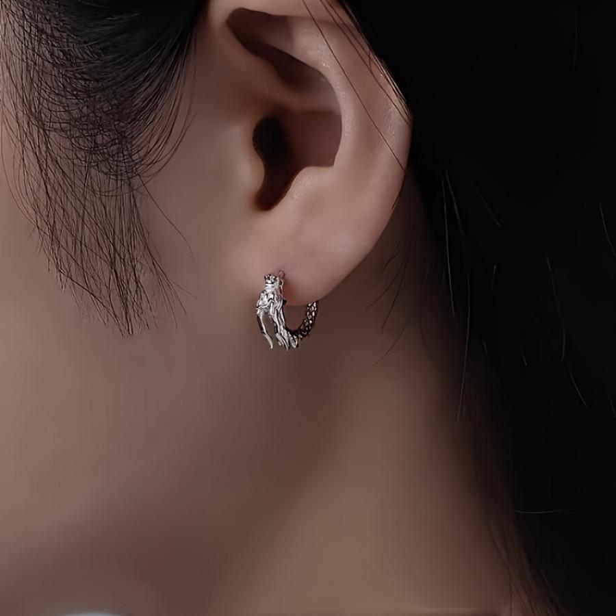 2pcs Silvery Dragon Earrings, Mini Fashion Dragon Ear Buckles, Unisex, Suitable for Casual Parties, Homecoming/Independence Day