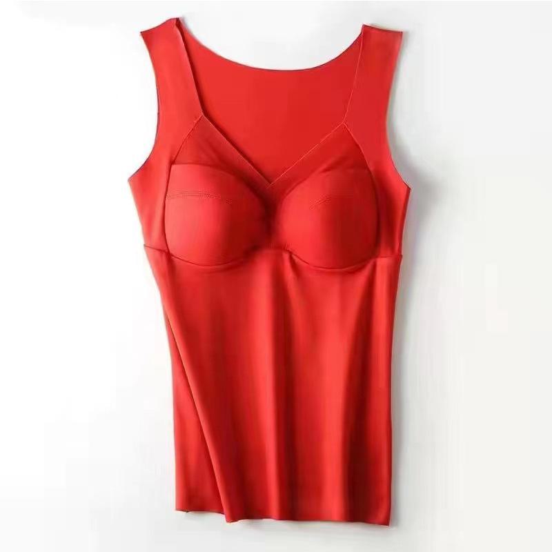 

Женский бесшовный терможилет из флиса с интегрированной нагрудной накладкой - Коллекция Осень/Зима XL (80-115 catties) красный