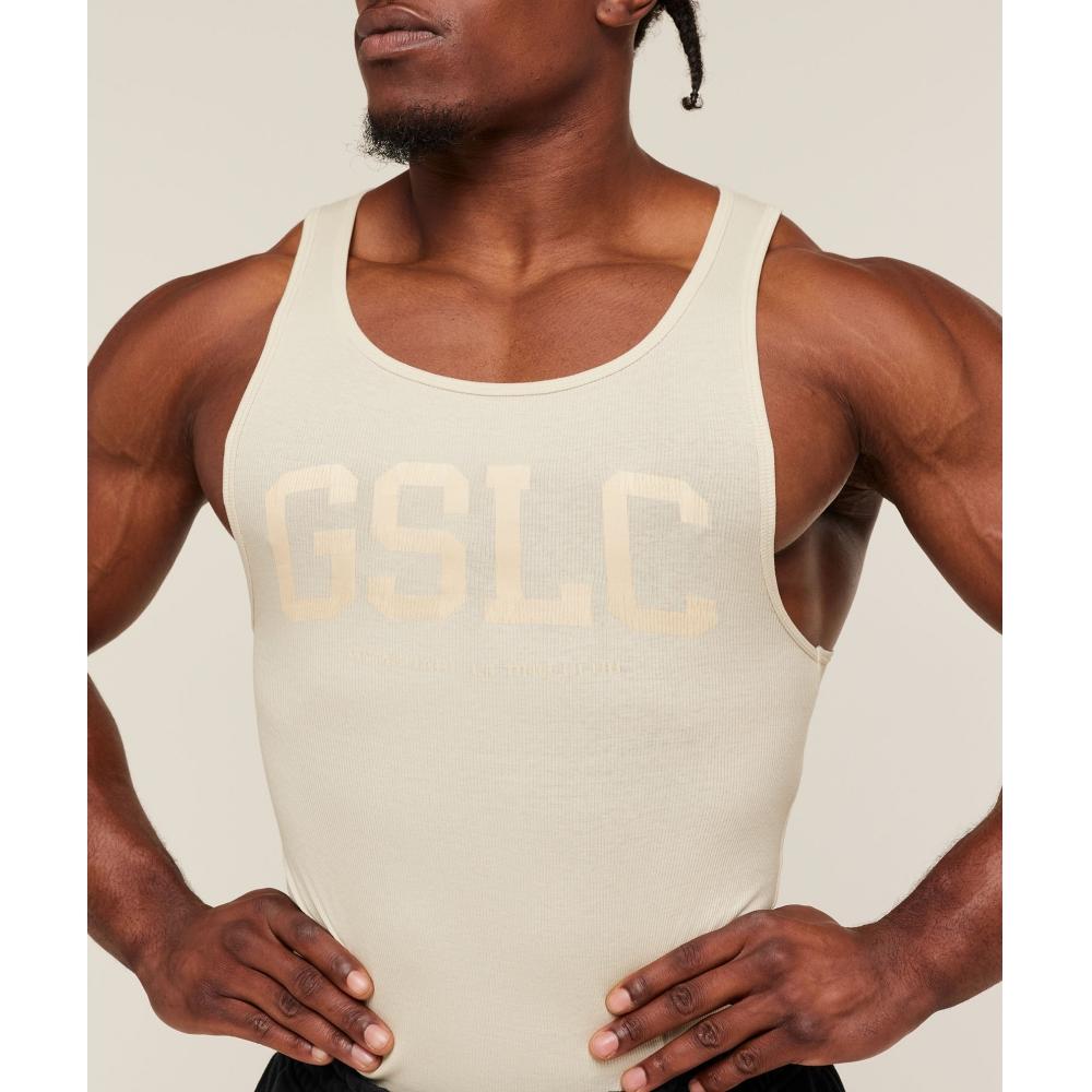 Gymshark Gslc Ribbed Tank Oat White A3c4c Wc1v