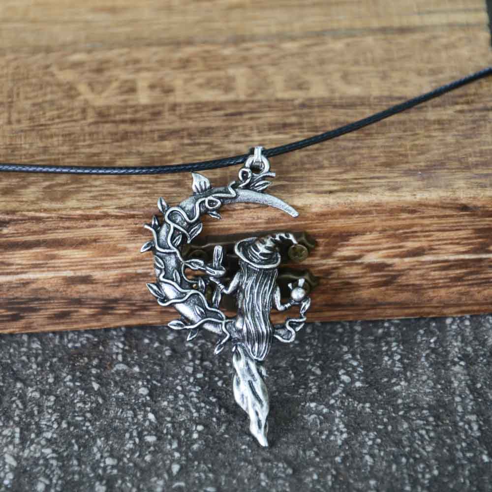 1Pcs Gothic Punk Rock Witch Pendant Wicca Moon Jewelry Necklace For Women Men Mysterious Wizard Magic Hat Accessories Gifts