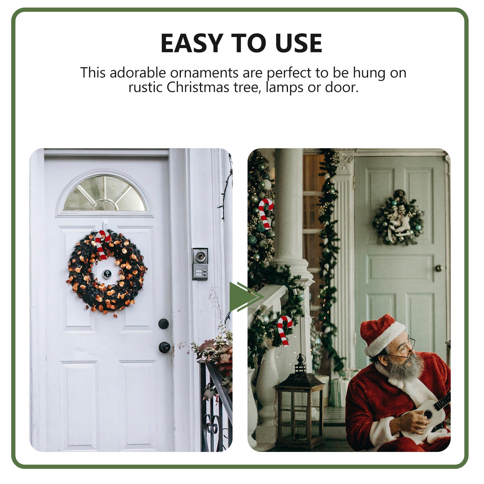 12Pcs Plastic Big Crutch Christmas Hanging Decor Festive Pendant for Tree Lamp Door Xmas Decoration Crutch Christmas Pendant other