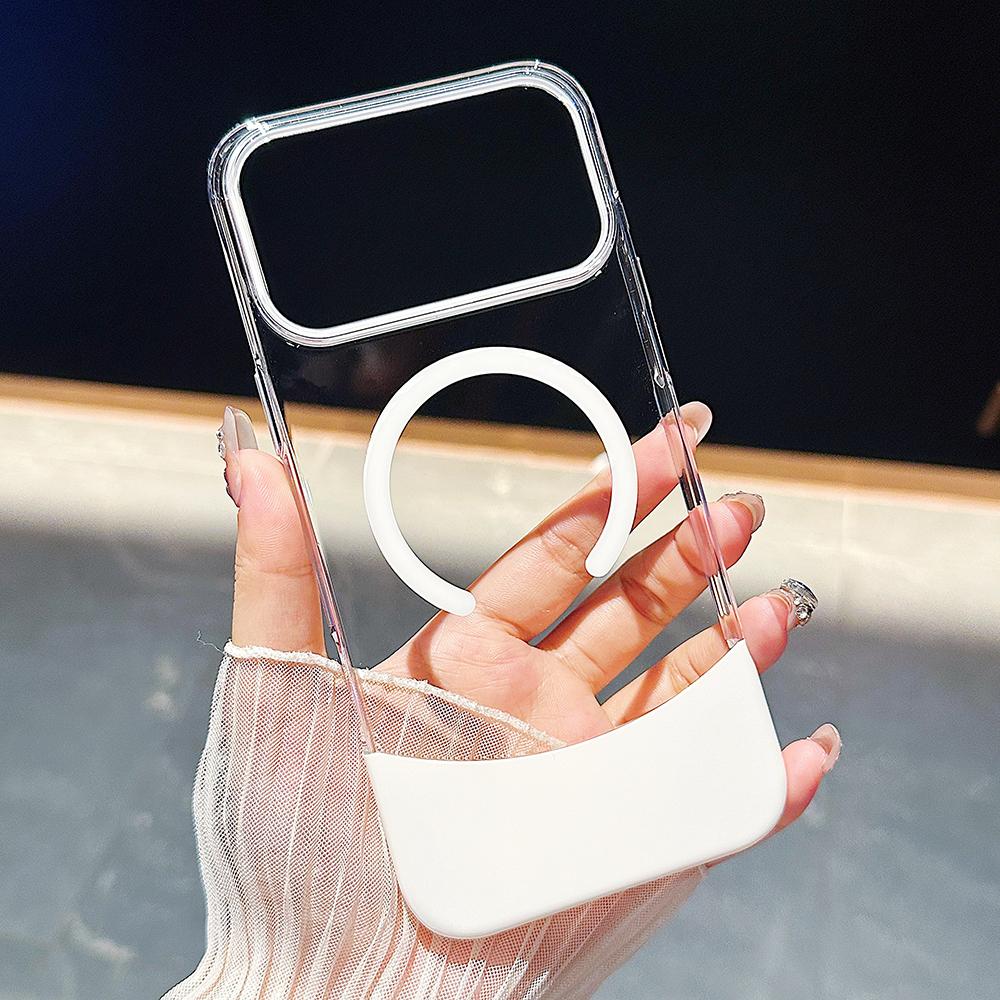 Luxury Splicing 2IN1 Transparent Phone Case For iPhone 17 16 15 14 13 12 Pro Max Plus 17Pro Air For Magsafe Magnetic Clear Cover