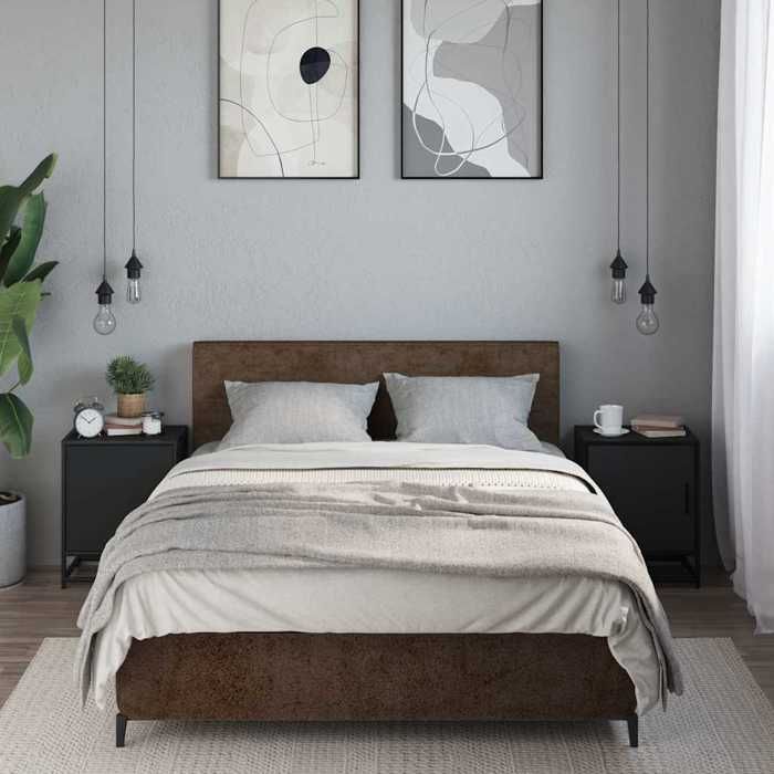 VidaXL Bedside Tables 2 Pcs Black 40x31x50 Cm Engineered Wood Metal, Bedside Furniture, Side Table, Bed Cabinet, 848710