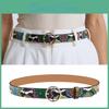 Green Snake Pattern Adjustable Pu Leather Belt For Men And Women Stylish Waistband With Material