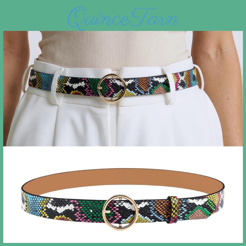 Green Snake Pattern Adjustable Pu Leather Belt For Men And Women Stylish Waistband With Material