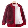 Middle-aged and Old Autumn and Winter Clothes Fleece Thickened Cardigan Sweater Female Mother Warm Knitted Sweater Jacket Elderly Grandma Clothes