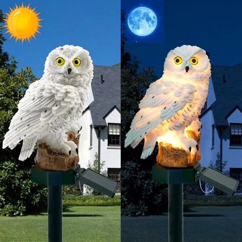 Lumières Solaires Extérieures Lampes de Jardin LED Hibou Alimentées par l'Énergie Solaire Lampes Pelouse Animal Hibou Lampe Solaire Étanche pour Décoration de Noël