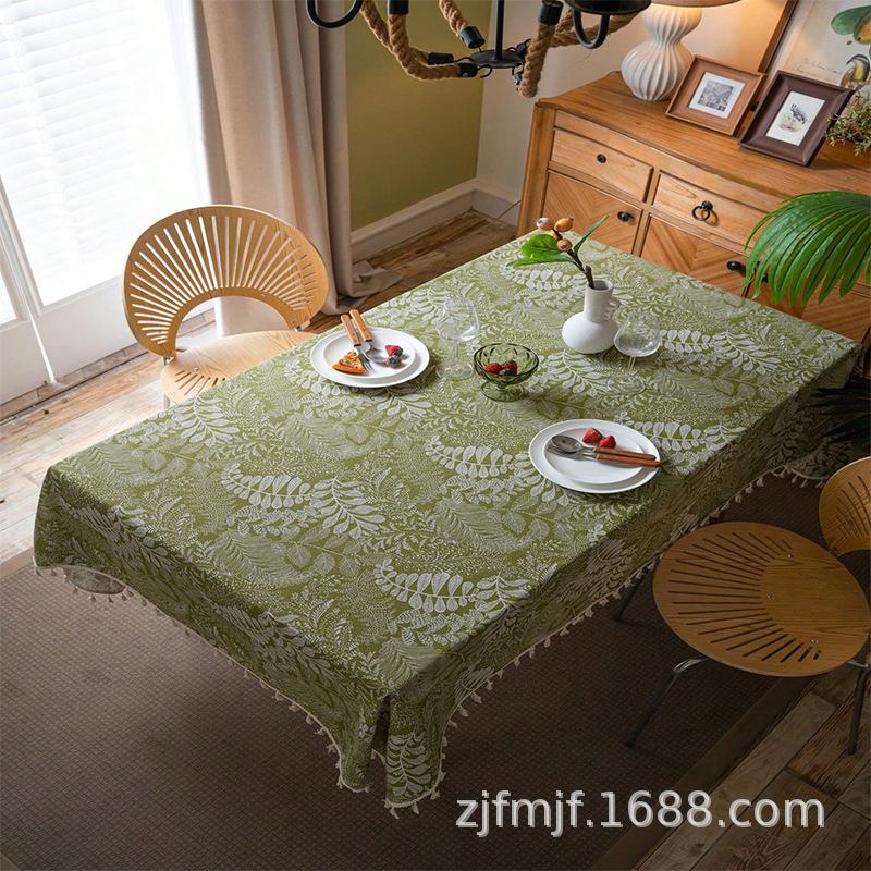 Bohemian Green Leaf Print Table Cloth Rectangular Party Picnic Dinner Decorative Tablecloth