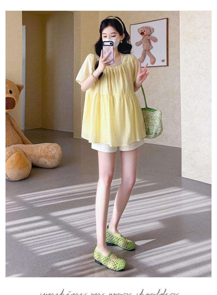 Korean Style 2026 Lace Embroidery Doll Top & Tummy Support Shorts Set