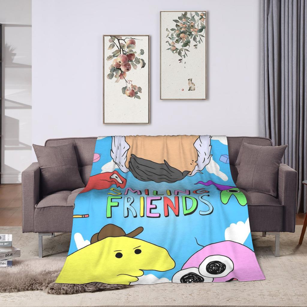 Smiling Friend Games Blankets  Camping Flannel Throw Blanket For Couch Chair Sofa Bed Warm Soft Custom DIY Quality Bedspread