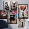 Pop Street Graffiti Wall Art Banksy Boy Girl with Balloon On Canvas Posters and Prints Painting for Living Room Home Decor Gifts