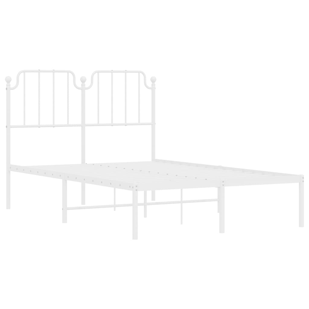 Metal Bed Frame with Headboard White 120x200 cm