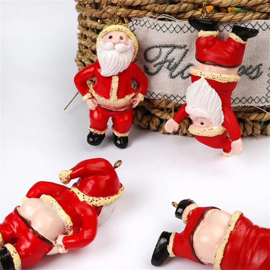 Resin Santa Bare Butt Pendant Christmas Tree Ornaments Navidad 2025 New Year Home Party Decoration Naked Santa Hanging Gift Toy