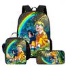 3Pcs Set NARUTO Anime School Rucksack With Front Pocket & Sling Carry Tote & Pencil Bag,Durable&Lightweight,for Boys&Girls Age 6-10