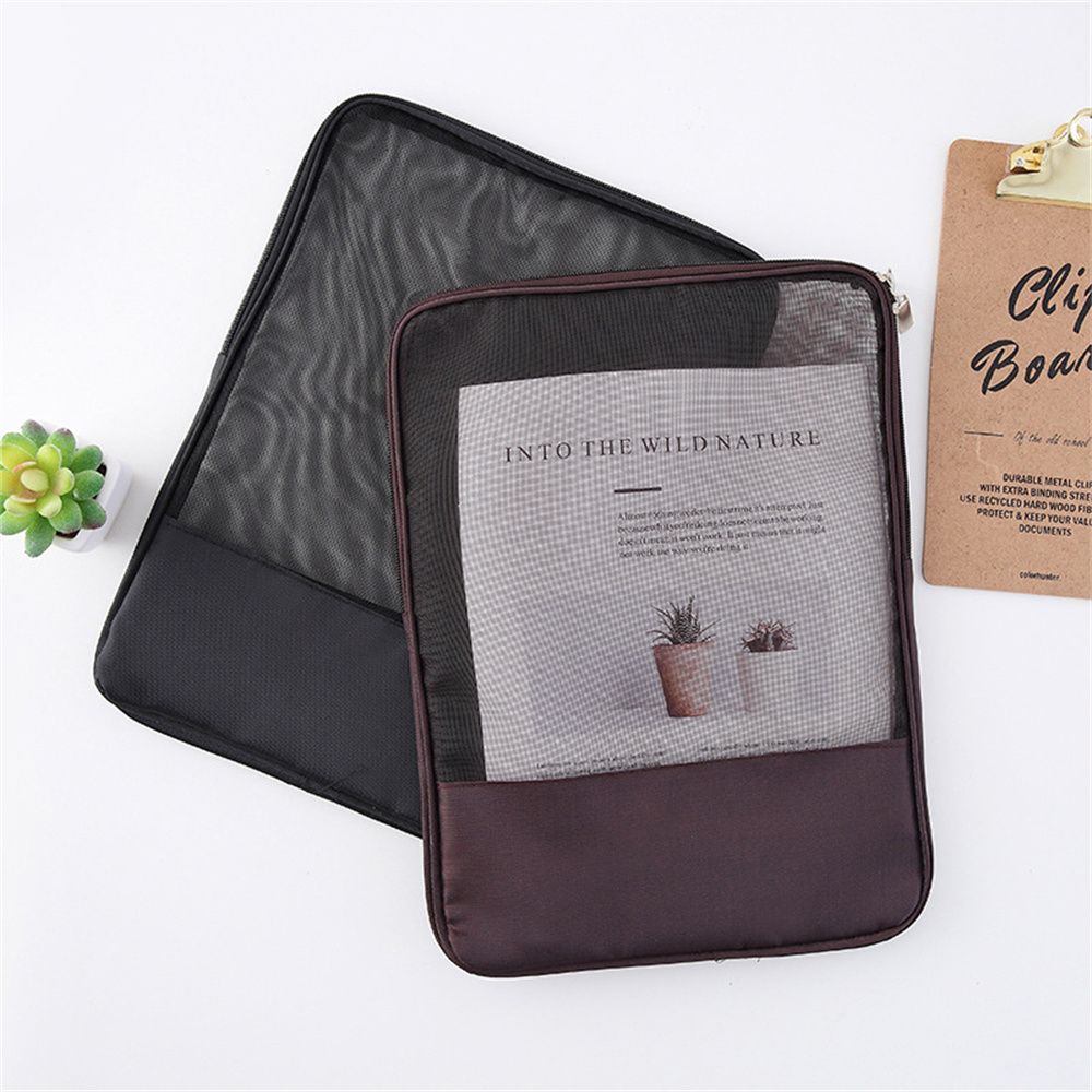 A4 File Bag Transparent Grid Double Seal Safe Folder Documents Bag Organizer Storage Bag School Office File Bag Paper Holder