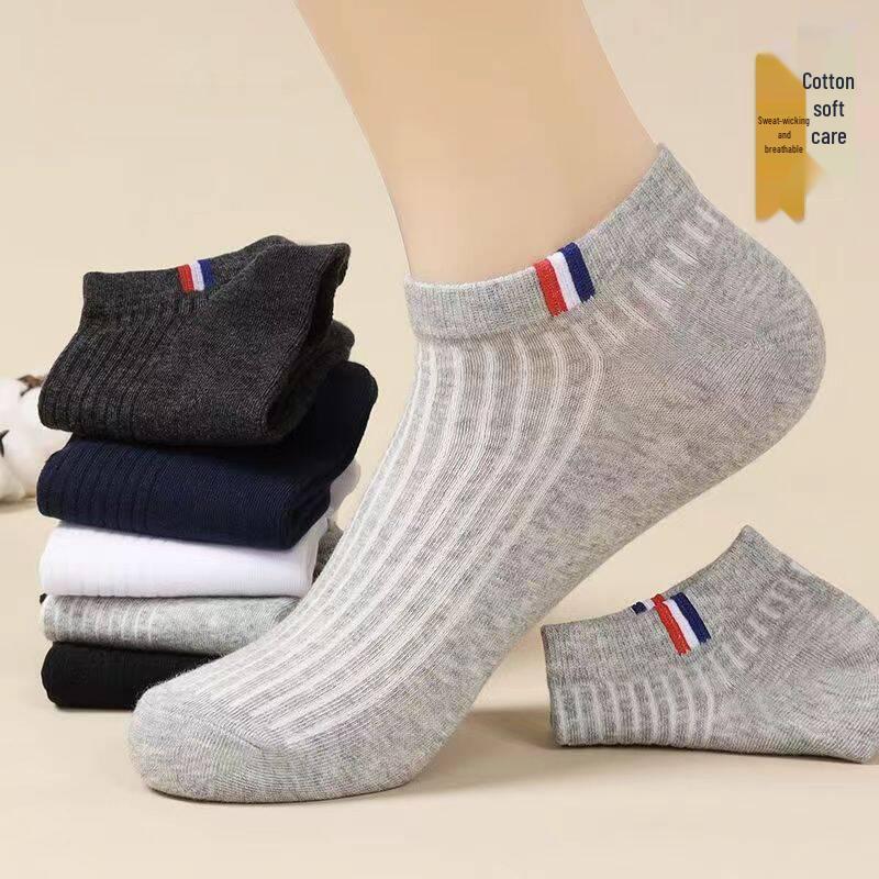 Men's Summer Short Black Socks - Thin, Mid-Short Tube, Sweat-Absorbent, Deodorizing, Boat Style