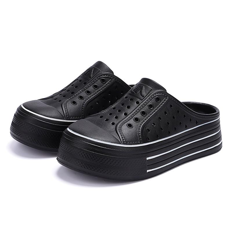 Rainbow hole shoes women's summer heightening thick-soled hole shoes hollow round head breathable soft sole outer wear beach half drag