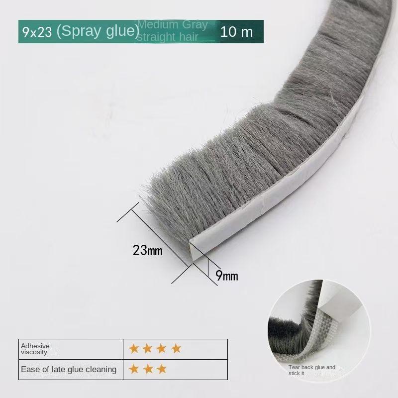 

Black 10M Door Window Windproof Dust Sound Insulation Seal Strip Self Adhesive Home Wardrobe Door Window Gap Filler Brush Strip 10M