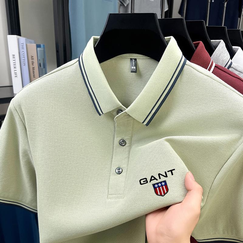 Gant Letní pánská nová vyšívaná volná business casual pohodlná polokošile odvádějící vlhkost z čisté bavlny