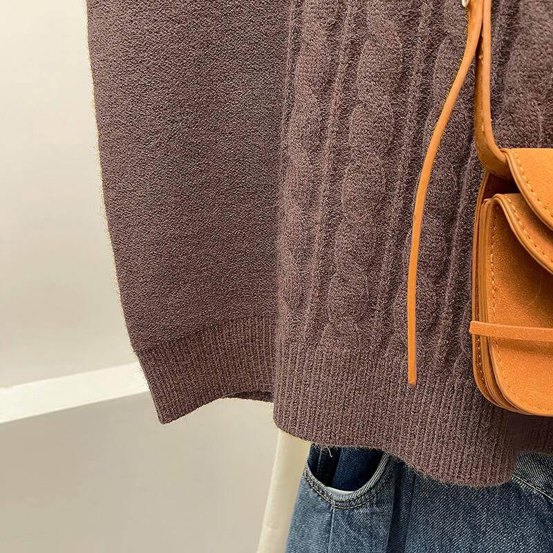 TonLion Women's Cable Knit Round Neck Vest