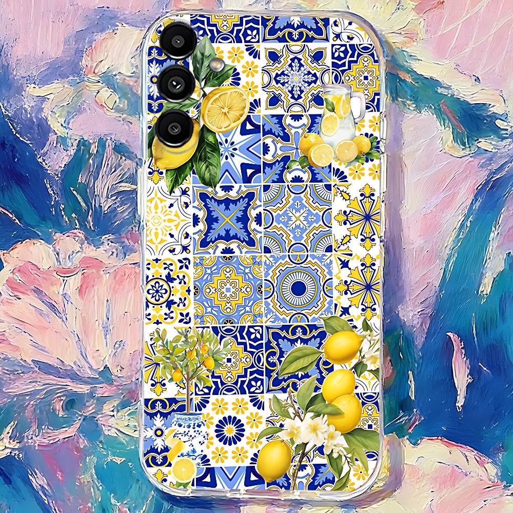 Mediterranean Lemon Fruit art Clear case suitable for  Samsung S30,S25,S24,S23,S21,S22,S20,S10,5G,FE,lite,PIus,Ultra Transparent