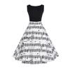 Feminine Sense Fashion Elegant Party Dress Women Vintage Musical Notes Printed Sleeveless Dress