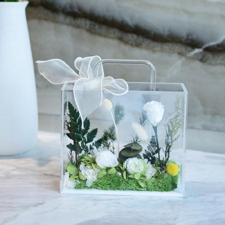 Acrylic Flowers Handbag Gift Bag with Ribbon for Christmas and Thanksgiving