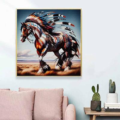 New Arrival 5D DIY Full Circle Diamond Painting "Ethnic Horse Decoration" Embroidery Cross Stitch Home Decor Gift