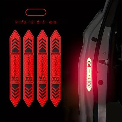 Paquete de 4 Pegatinas Reflectantes Nocturnas para Puerta de Coche Calcomanías de Advertencia de Seguridad de Plástico 14*2cm/5.51*0.79in Visibles a 300 Metros